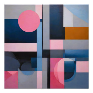 Subtile Blues & Pinks in geometrischer Abstraktion Poster