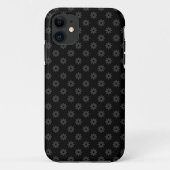 Subtile Blume - Dunkelgrau auf Black iPhone Case (Rückseite)
