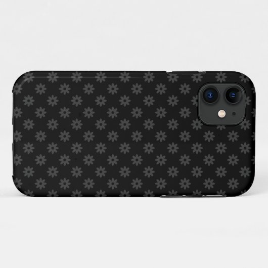 Subtile Blume - Dunkelgrau auf Black iPhone Case (Rückseite (Horizontal))