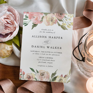 Subtile Blüten Hochzeit Einladung