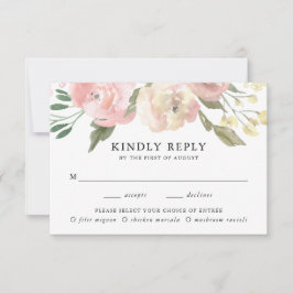 Subtile Blüten | Menüwahl Hochzeits-RSVP-Karte RSVP Karte
