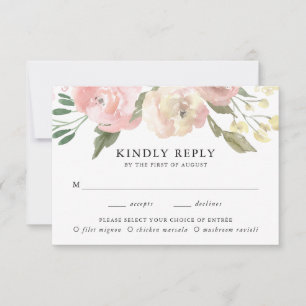 Subtile Blüten Menüwahl Hochzeits-RSVP-Karte RSVP Karte