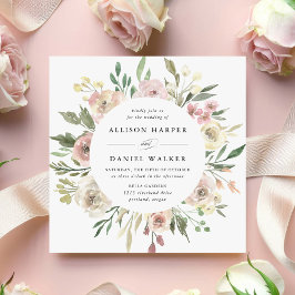 Subtile Blüten | Quadratische Hochzeit Einladung