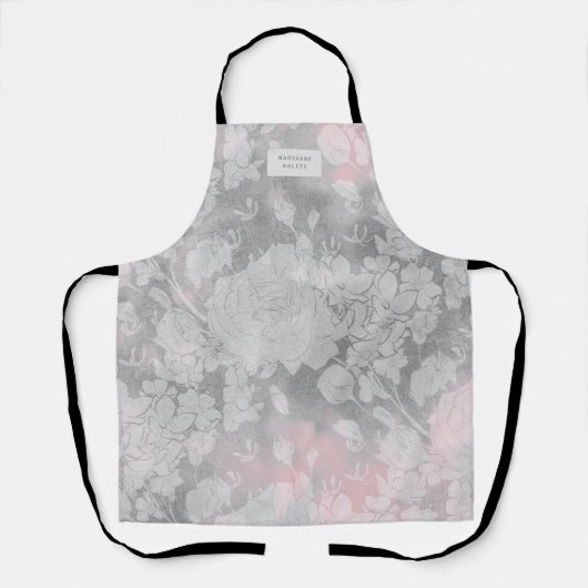subtile blütenfarbene Monogramm-Schürze Schürze (Vorderseite)