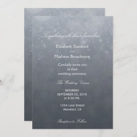 Subtile Bokeh Glitzer Stars Einladung (Vorne/Hinten)