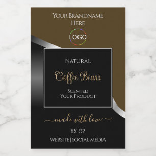 Subtile braune, schwarz-weiß-silberne Logo-Produkt Lebensmitteletikett