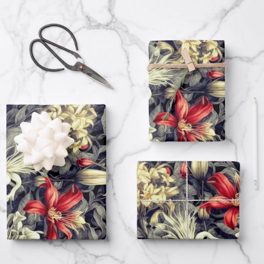 Subtile Color Wild Honeysuckle Print Geschenkpapier Set (Vorderseite)