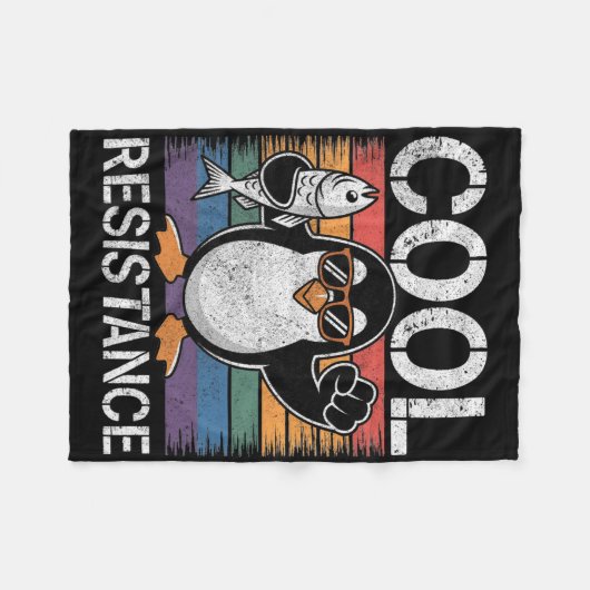 Subtile Coole Widerstandskraft - Pinguin - Protest Fleecedecke (Vorderseite (Horizontal))