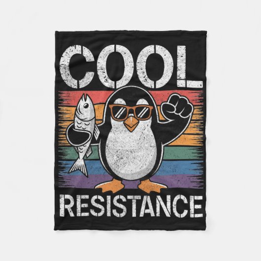 Subtile Coole Widerstandskraft - Pinguin - Protest Fleecedecke (Vorderseite)