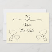 Subtile Cream Calligraphy Hearts Save the Date (Vorderseite)