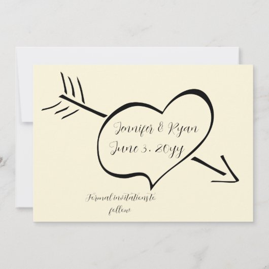 Subtile Cream Calligraphy Hearts Save the Date (Rückseite)