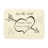 Subtile Cream Calligraphy Hearts Save the Date Magnet (Horizontal)