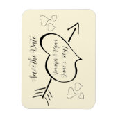 Subtile Cream Calligraphy Hearts Save the Date Magnet (Vertikal)