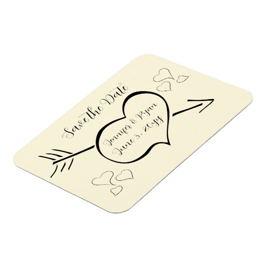 Subtile Cream Calligraphy Hearts Save the Date Magnet (Linke Seite)