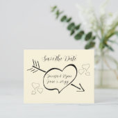 Subtile Cream Calligraphy Hearts Save the Date Postkarte (Stehend Vorderseite)