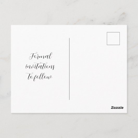 Subtile Cream Calligraphy Hearts Save the Date Postkarte (Rückseite)