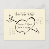 Subtile Cream Calligraphy Hearts Save the Date Postkarte (Vorderseite)