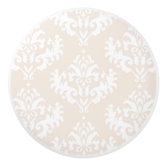Subtile Creme Damask Muster Keramikknauf (Vorderseite)