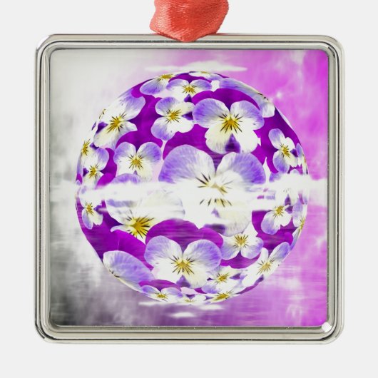 Subtile, einfache Violett-Pansy-Blume Silbernes Ornament (Vorne)