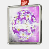 Subtile, einfache Violett-Pansy-Blume Silbernes Ornament (Links)
