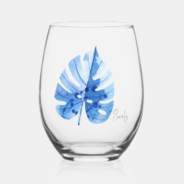 Subtile elegante Bezeichnung, Cobalt Tropical Mons Weinglas Ohne Stiel