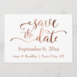 Subtile Elegante Copper Script Wedding Save the Da Date