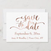 Subtile Elegante Copper Script Wedding Save the Da Date (Vorderseite)