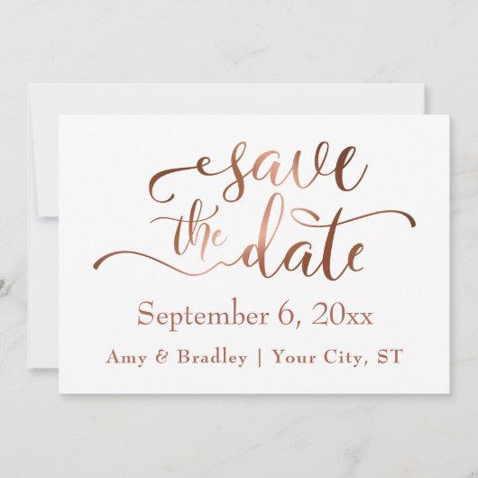 Subtile Elegante Copper Script Wedding Save the Da Save The Date (Vorderseite)