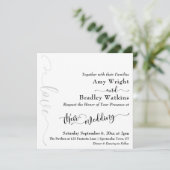 Subtile, elegante Typografie Black on White Weddin Einladung (Stehend Vorderseite)