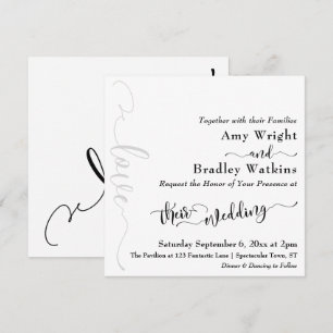 Subtile, elegante Typografie Black on White Weddin Einladung