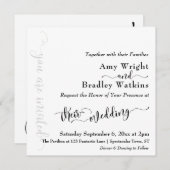 Subtile Elegante Typografie Black on White Wedding Einladung (Vorne/Hinten)