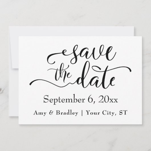 Subtile Elegante Typografie Schwarzer Text Save th The Date (Vorderseite)