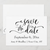 Subtile Elegante Typografie Schwarzer Text Save th The Date (Vorne/Hinten)