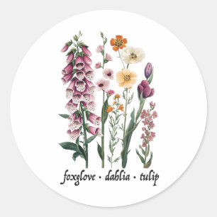Subtile floral Anti Trump Vintag Foxglove Dahlia T Runder Aufkleber