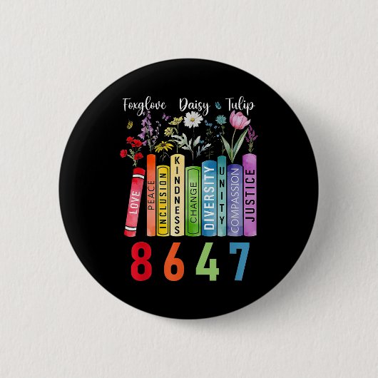 Subtile floral Foxglove Daisy Tulip Book Lover Button (Vorderseite)