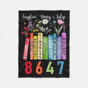 Subtile floral Foxglove Daisy Tulip Book Lover Fleecedecke