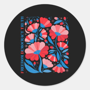 Subtile Freiheit Demokratie Wahrheit Boho Floral 4 Runder Aufkleber