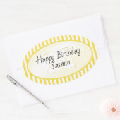 Subtile gelbe/weiße Streifen Muster Ovaler Aufkleber (Umschlag)