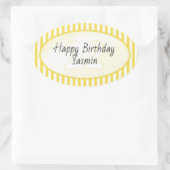 Subtile gelbe/weiße Streifen Muster Ovaler Aufkleber (Tasche)