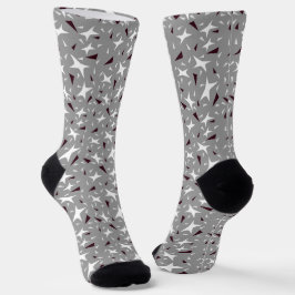 Subtile Geo-Sterne & Dreiecke – Grau Socken