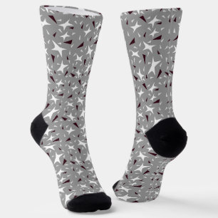Subtile Geo-Sterne & Dreiecke – Grau Socken