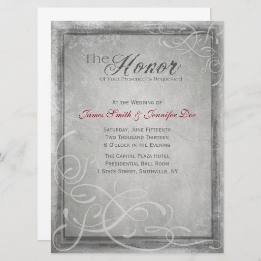 Subtile Graue Eleganz Einladung (Vorne/Hinten)