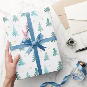 Subtile grüne Weihnachtsbäume Geschenkpapier