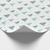 Subtile grüne Weihnachtsbäume Geschenkpapier (Ecke)
