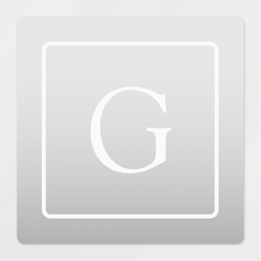 Subtile hellgraue Gradient Surname Monogram Etiketten (Design 1)