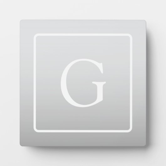 Subtile hellgraue Gradient Surname Monogram Fotoplatte (Vorderseite)