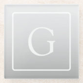 Subtile hellgraue Gradient Surname Monogram Glasuntersetzer (Vorderseite)