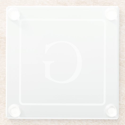 Subtile hellgraue Gradient Surname Monogram Glasuntersetzer (Rückseite)