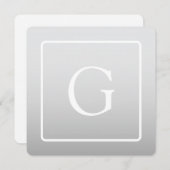 Subtile hellgraue Gradient Surname Monogram Mitteilungskarte (Vorne/Hinten)