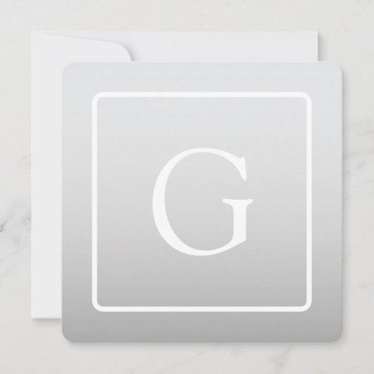 Subtile hellgraue Gradient Surname Monogram Mitteilungskarte (Vorderseite)